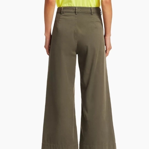 A.L.C. Fallon High rise Wide Leg Stretch Twill Utility Pocket Army Green Crop - Picture 4 of 14